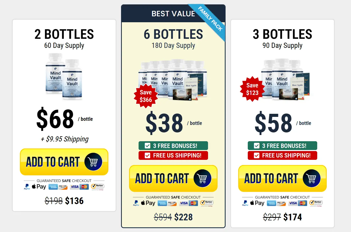 Mind Vault bottle pricing